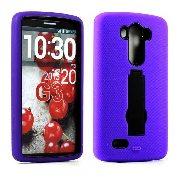 Wholesale LG G3 Armor Hybrid Stand Case (Purple Black)